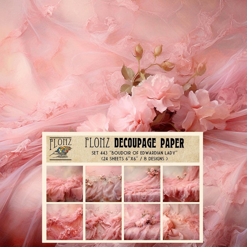 Decoupage Paper Pack (24 Sheets 6"x6") Boudoir of Edwardian Lady # Vintage Styled Pattern Paper for Decoupage, Craft and Scrapbooking